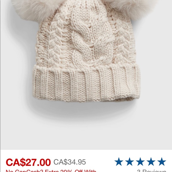 Gap 12-18 Month Cream Cable Knit Beanie - Picture 3 of 4